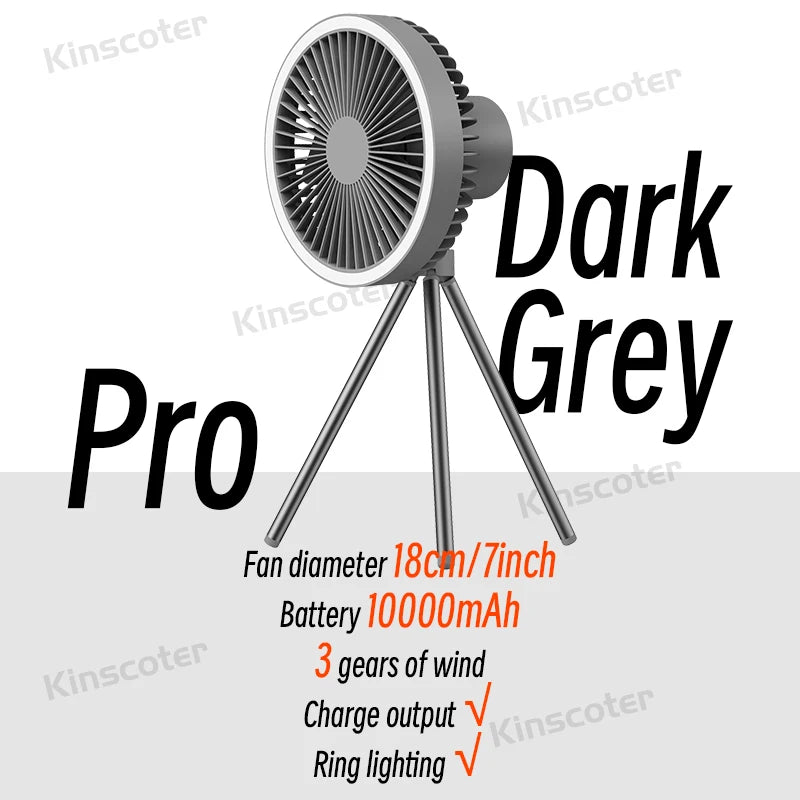 10000mAh 4000mAh CampCool: Ultimate 4-in-1 Portable Camping Fan – Your Outdoor Essential