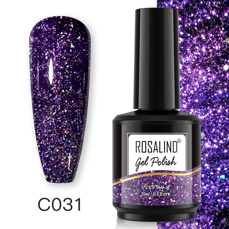 ROSALIND 15ML Pure Colors Nail Polish For Art Manciure Design Gel Nail Base Top Coat Semi Permanent Soak Off UV Gel Nail Varnish - Surpriseshopper.com