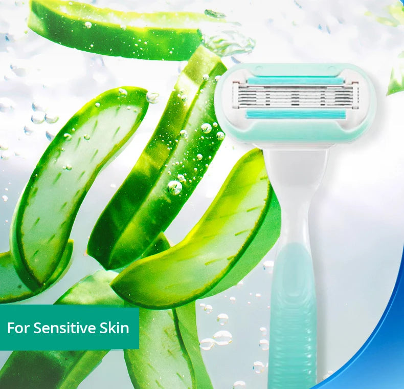 Gillette Venus Razor Blades Aloe 5 Layers Shaving Blades Suit for All Venus Holders Suitable for Sensitive Skin with Soap Bar - Surpriseshopper.com