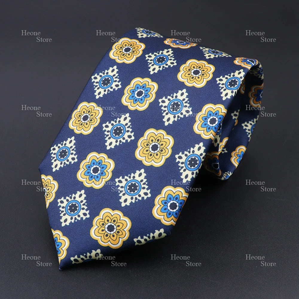 Super Soft Bohemian Silk Polyester Ties For Men Novelty Design Blue Light Color Wedding Office Business Gravata Printed Tie Gift