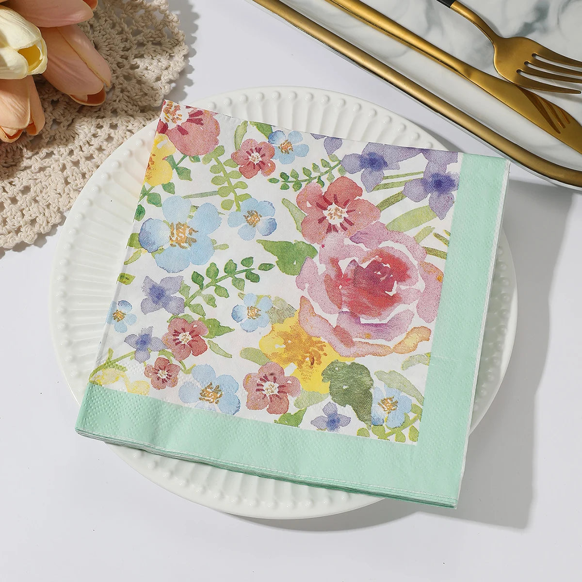 Ins Style Flower Paper Napkins Table Decorations Art Decoupage Napkin Disposable Birthday Party Serviettes