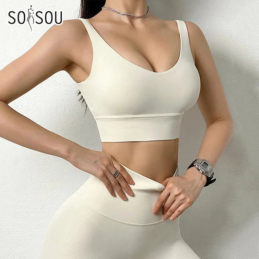 SOISOU Nylon Tracksuits Women's Yoga Set Sports Suit Gym Fitness Bra Leggings Women Lounge Wear Crop Tops Sexy 18 Colors - Surpriseshopper.com