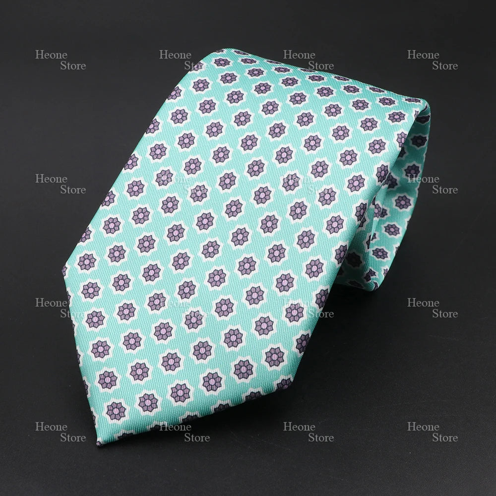 Super Soft Bohemian Silk Polyester Ties For Men Novelty Design Blue Light Color Wedding Office Business Gravata Printed Tie Gift