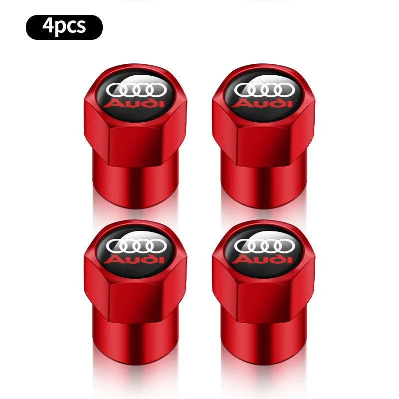 4pcs Car Wheel Tire Valve Caps Tyre Stem Covers Airdust Waterproof For Audi Sline A3 A4 A5 A6 A7 A8 Q3 Q5 Q8 TT TTS Accessories