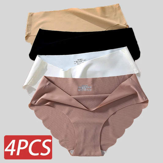 4PCS/Set Seamless Silk Briefs Sexy Panties For Women