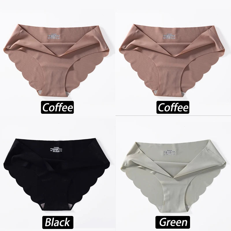 4PCS/Set Seamless Silk Briefs Sexy Panties For Women