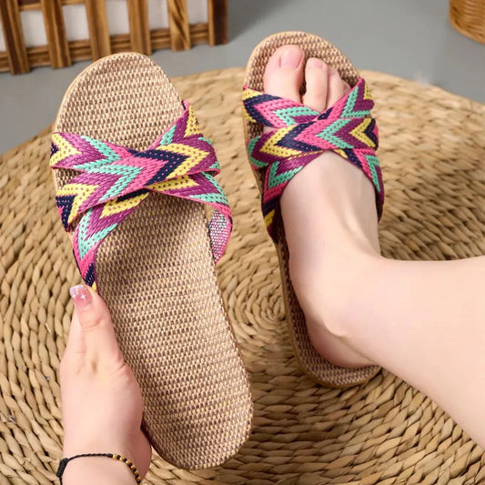 Home Harmony: Lightweight Linen Couple Slippers