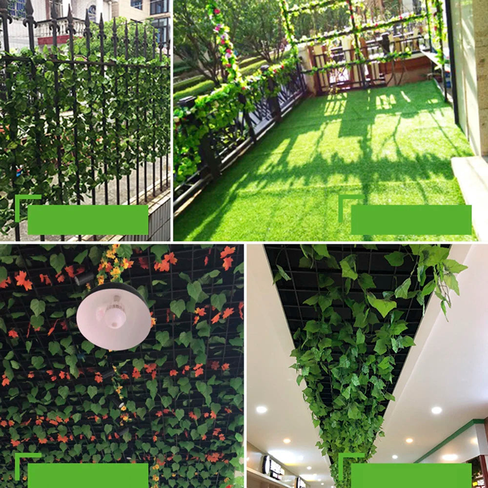 12pcs/Pack Artificial Liana Vine Wall Hanging Fake Plants Ivy String Leaves Decoration Home Outdoor Garden Wedding Party Decors