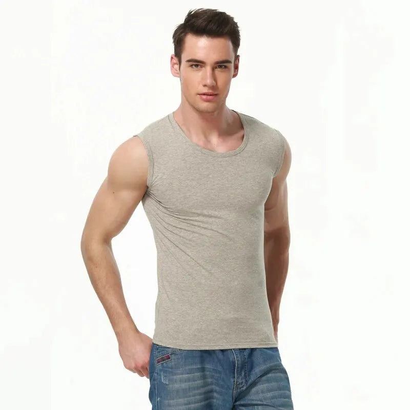 Men's Cotton Sleeveless Thin Vest Young MEN'S Wide Shoulder Sports Fitness Slim Vest Thin Joker Tight Vest