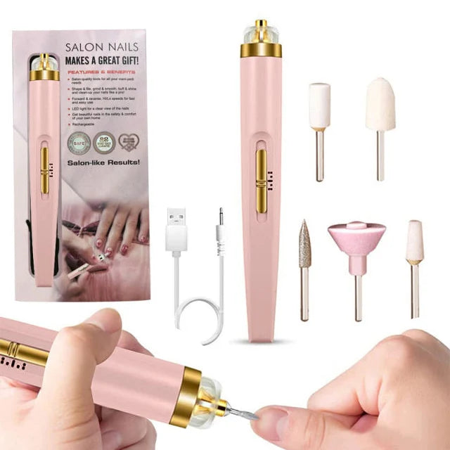 5 in 1 Electric Nail Polish Drill Machine With Light Portable Mini Electric Manicure Art Pen Tools For Gel Remover