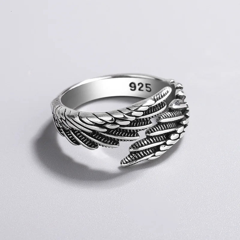 925 Sterling Silver Angel Wing Feather Aesthetic Rings For Women Engagement Luxury Jewelry Christmas Accessories