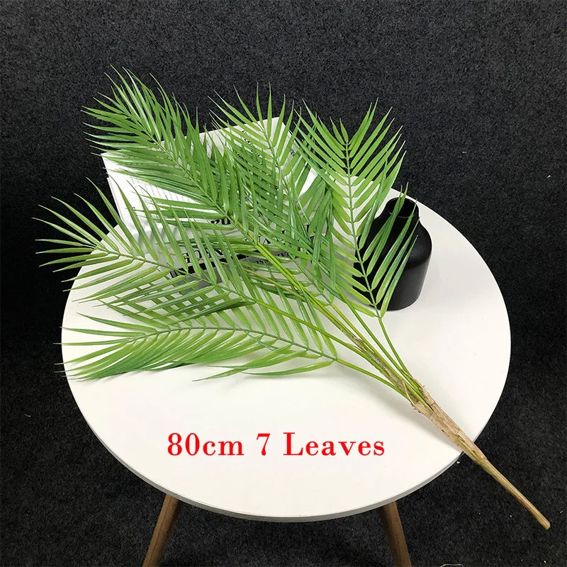 125cm Large Artificial Palm Tree Tropical Plants Branch Plastic Fake Leaves Green Monstera For Christmas Home Garden Room Decor