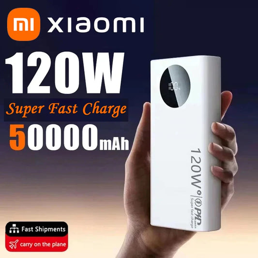 Xiaomi 120W 50000mAh High Capacity Power Bank Fast Charging Powerbank Portable Battery Charger For iPhone Samsung Huawei 2025