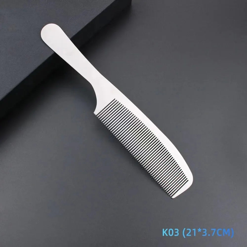 MJ Stainless Steel Cutting Metal Tail Combs Silver Fine Cutting Comb Set Hairdressing Steel Rat Tail Comb