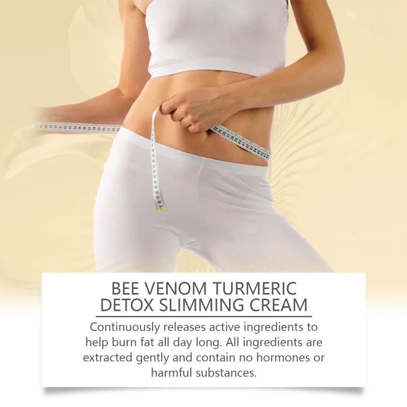 Bee Venom Turmeric Detox Slimming Cream Fat Burning Shrinking Weight Loss Anti-Cellulite Promote Metabolism Massage Cream