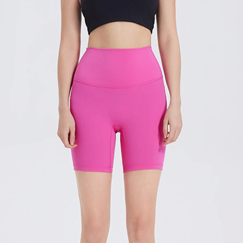 Women Sports Shorts High Waist Yoga Shorts Slim Fit Butt Lift Gym Running High Elastic Nylon Shorts Surpriseshopper.com