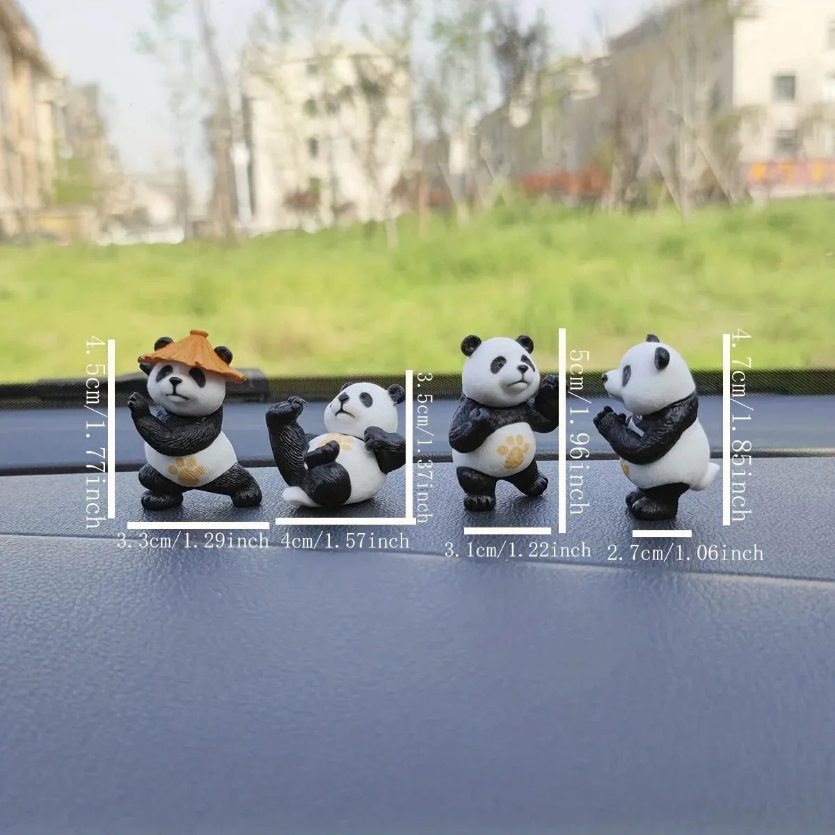 PandaPal: Adorable 4-Piece Panda Car Ornament Set – Bring Joy to Your Ride!