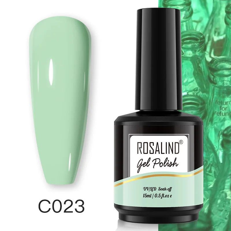 ROSALIND 15ML Pure Colors Nail Polish For Art Manciure Design Gel Nail Base Top Coat Semi Permanent Soak Off UV Gel Nail Varnish - Surpriseshopper.com