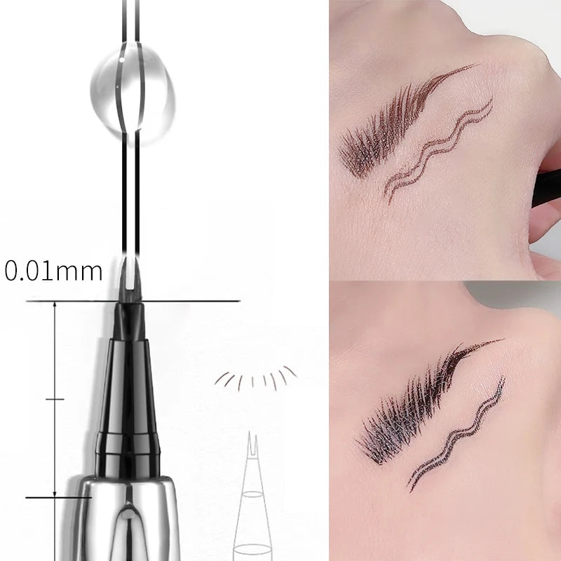 2 Point Eyebrow Pen Waterproof Liquid Tattoo Eyebrow Enhancers Long Lasting 0.01MM Ultra Thin Eyebrow Eyelash Pen Cosmetics - Surpriseshopper.com