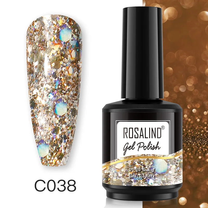 ROSALIND 15ML Pure Colors Nail Polish For Art Manciure Design Gel Nail Base Top Coat Semi Permanent Soak Off UV Gel Nail Varnish - Surpriseshopper.com