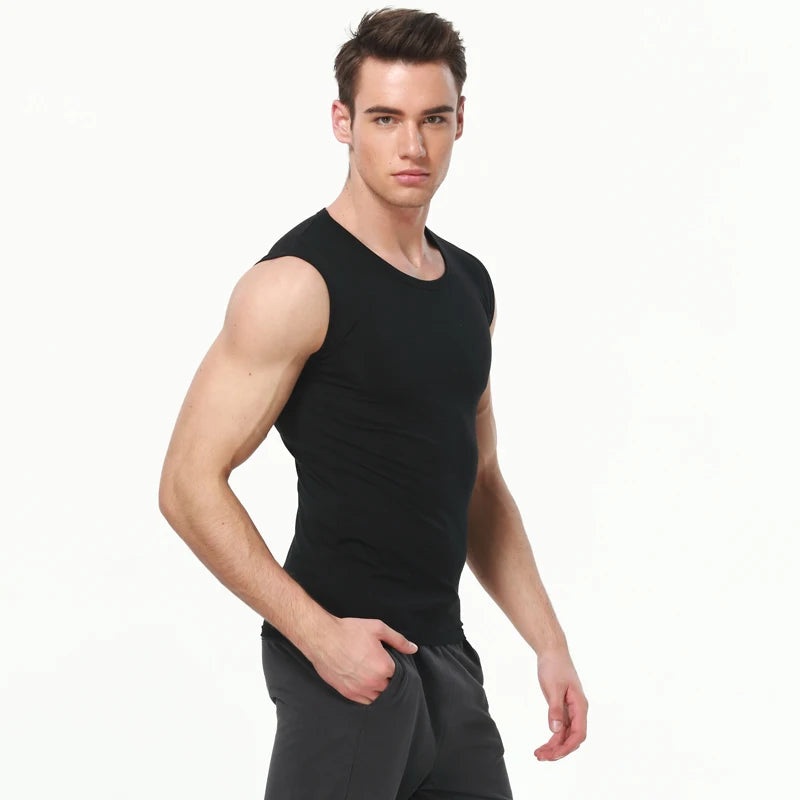 1/3 Piece Men's Tight Sleeveless Cotton Vest With Background Color For Comfortable Exercise And fitness Sleeveless T-shirt With