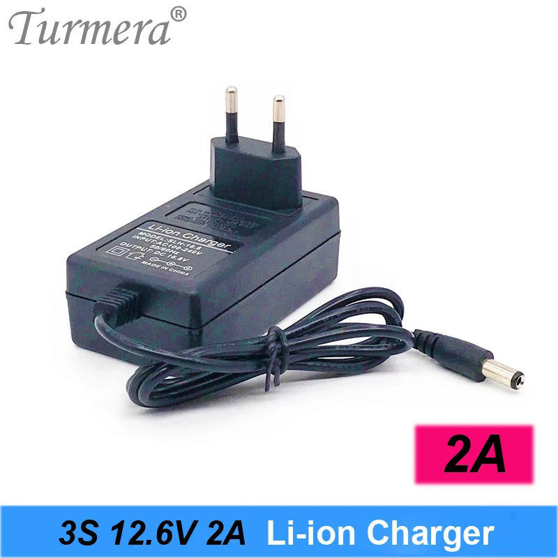 Turmera 12.6V 16.8V 21V 25V 2A 1.3A 1A 18650 Lithium Battery Charger DC5.5*2.1MM for 3S-6S 12V -25V Screwdriver Battery Pack Use