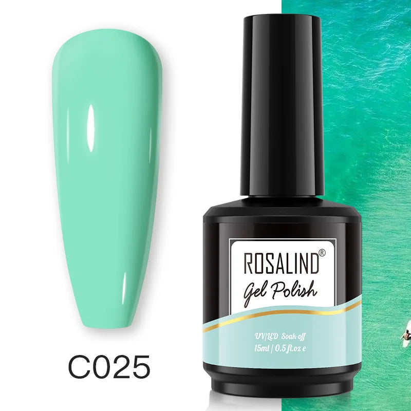 ROSALIND 15ML Pure Colors Nail Polish For Art Manciure Design Gel Nail Base Top Coat Semi Permanent Soak Off UV Gel Nail Varnish - Surpriseshopper.com