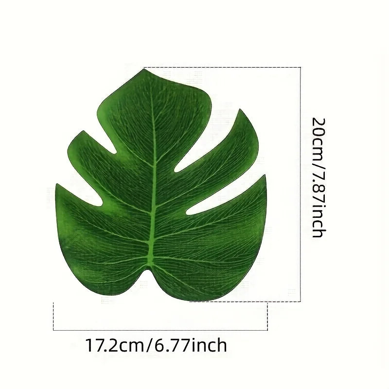 10pcs Hawaii Artificial Palm Leaf Turtle Back Leaf Jungle Beach Theme Party Flower Arrangement Mat Accessories Cup Mat