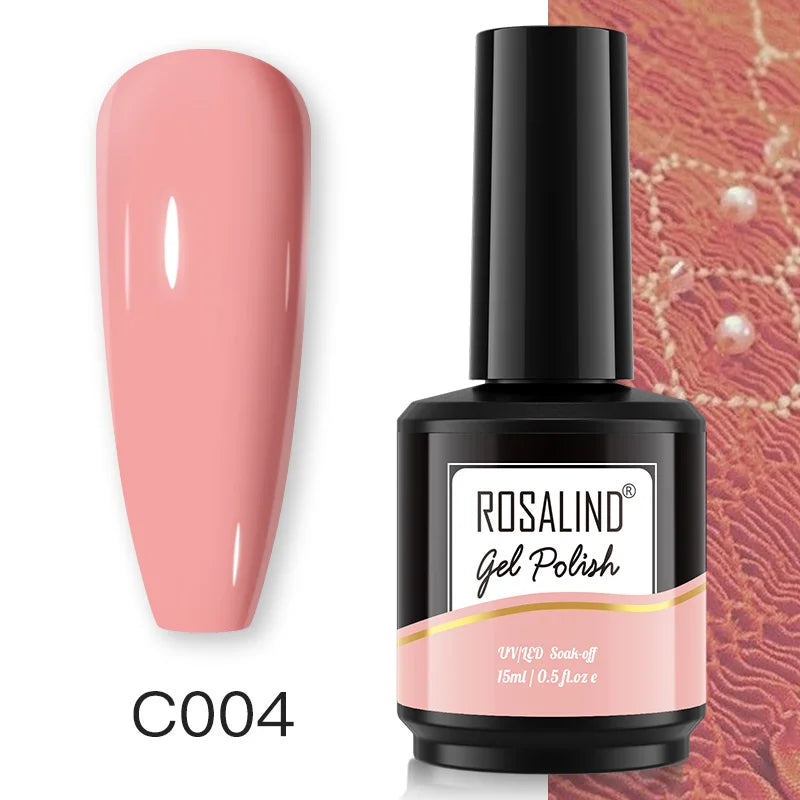 ROSALIND 15ML Pure Colors Nail Polish For Art Manciure Design Gel Nail Base Top Coat Semi Permanent Soak Off UV Gel Nail Varnish - Surpriseshopper.com