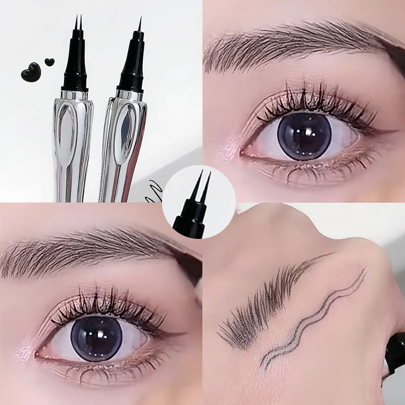 2 Point Eyebrow Pen Waterproof Liquid Tattoo Eyebrow Enhancers Long Lasting 0.01MM Ultra Thin Eyebrow Eyelash Pen Cosmetics - Surpriseshopper.com