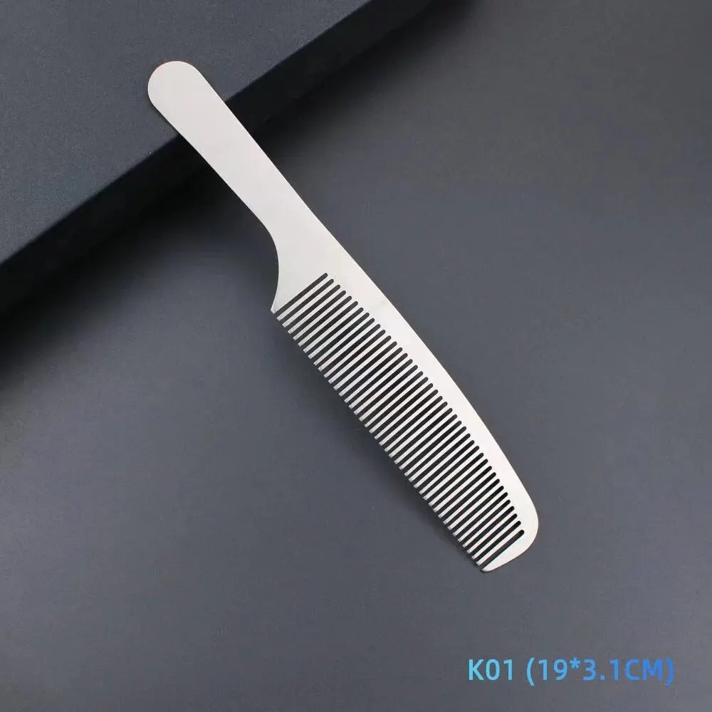 MJ Stainless Steel Cutting Metal Tail Combs Silver Fine Cutting Comb Set Hairdressing Steel Rat Tail Comb