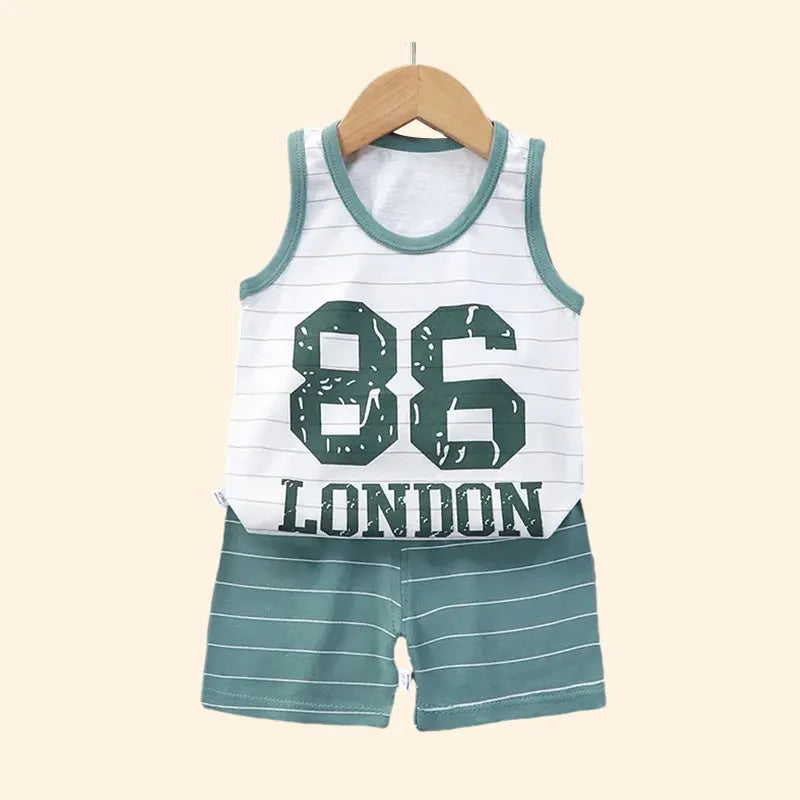 Children Sets Kids Clothes Boys Girls Vest Suit  Summer Children's Clothing baby Cotton T-Shirts Shorts Tank Top Sleeveless