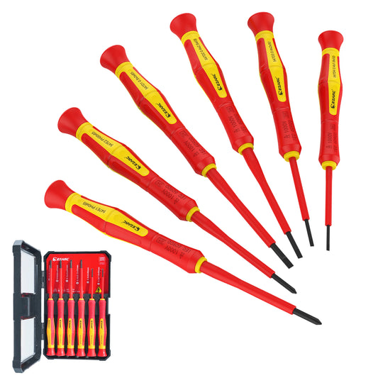 EZARC 6PCS 1000V VDE Insulated Electrician Screwdriver Set Premium S2 Steel Slotted and Phillips Bit Magnetic Tips Non-Slip Grip