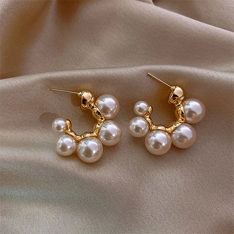 GoldenGlow: Minimalist Gold Pearl Tiny Hoop Earrings