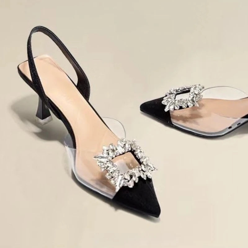 Sexy Crystal Glow: Transparent Elegance Heels