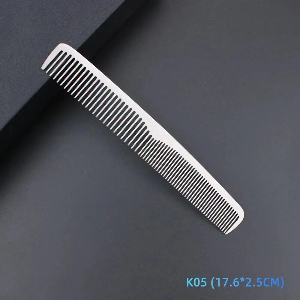 MJ Stainless Steel Cutting Metal Tail Combs Silver Fine Cutting Comb Set Hairdressing Steel Rat Tail Comb