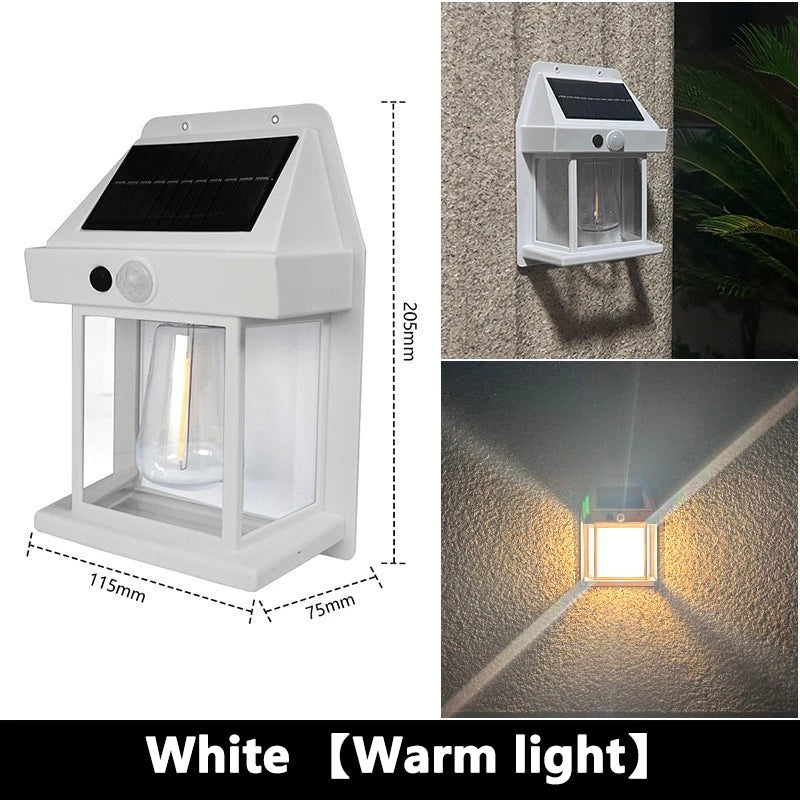 Outdoor Solar Tungsten Wall Light with Motion Sensor IP65 Waterproof LED Safety Light for Patio Outdoor Deck Porch Barn Balcony