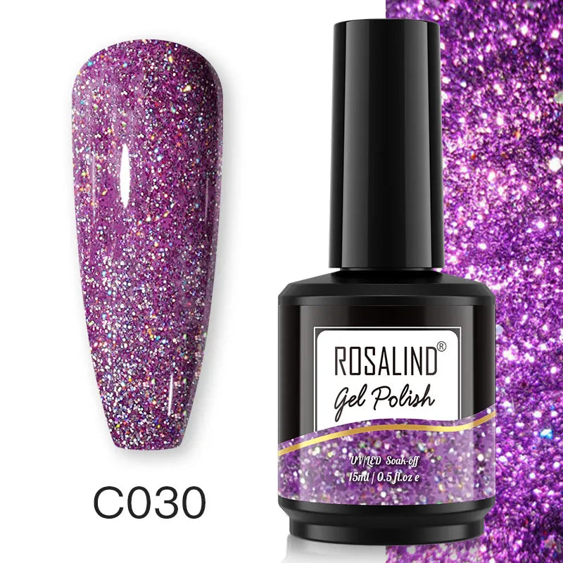 ROSALIND 15ML Pure Colors Nail Polish For Art Manciure Design Gel Nail Base Top Coat Semi Permanent Soak Off UV Gel Nail Varnish - Surpriseshopper.com