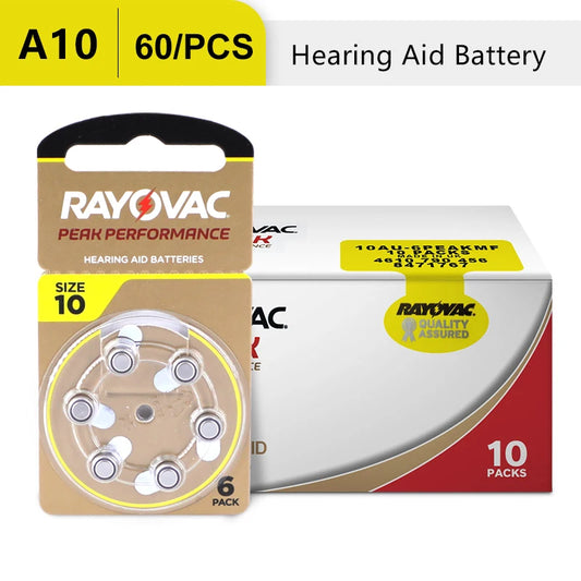 RAYOVAC EXTRA Zinc Air 60 PCS High Performance Hearing Aids Batteries A10 10A 10 PR70 Hearing Aid Battery A10 For Hearing Aids