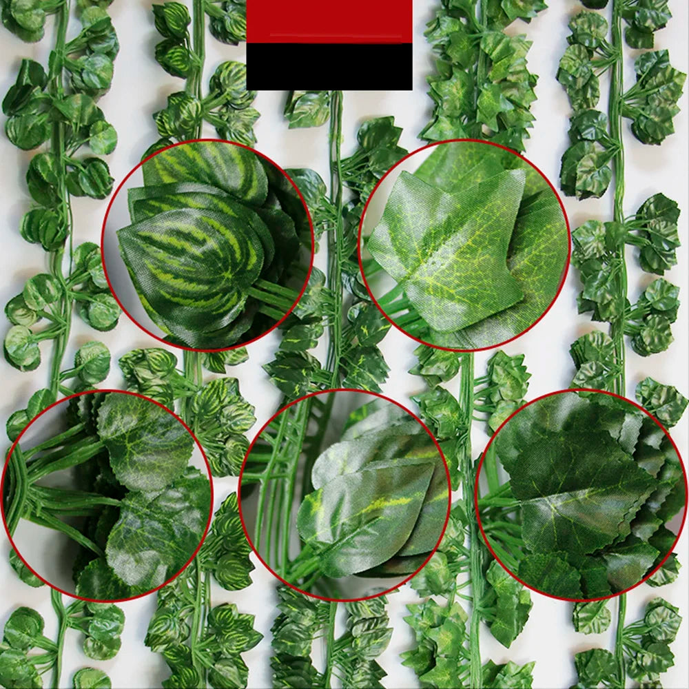 12pcs/Pack Artificial Liana Vine Wall Hanging Fake Plants Ivy String Leaves Decoration Home Outdoor Garden Wedding Party Decors