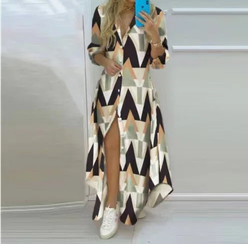 BohoChic: Printed Long Sleeve Casual Maxi Dress