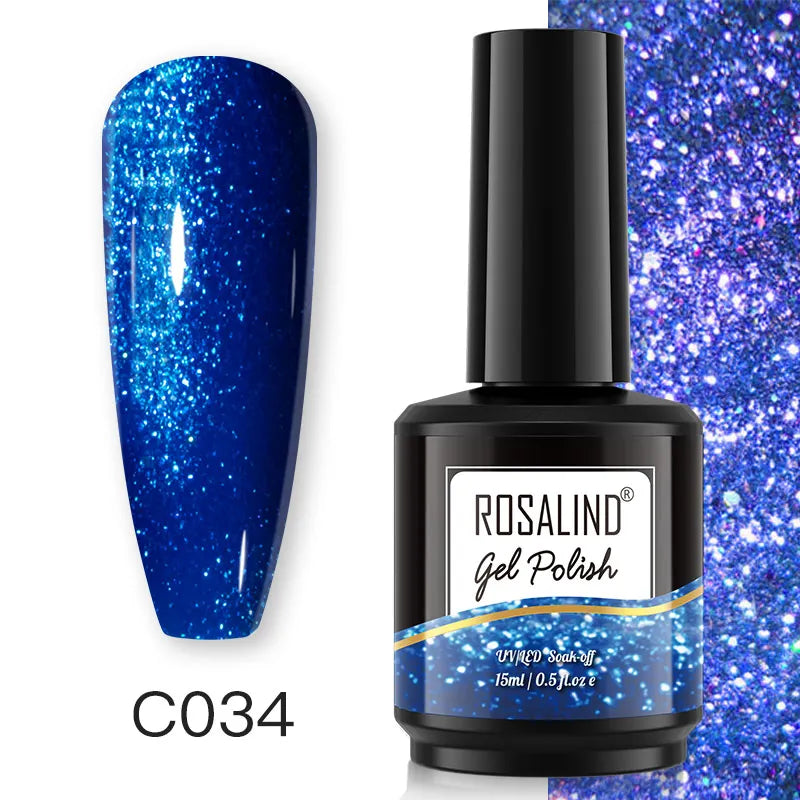 ROSALIND 15ML Pure Colors Nail Polish For Art Manciure Design Gel Nail Base Top Coat Semi Permanent Soak Off UV Gel Nail Varnish - Surpriseshopper.com