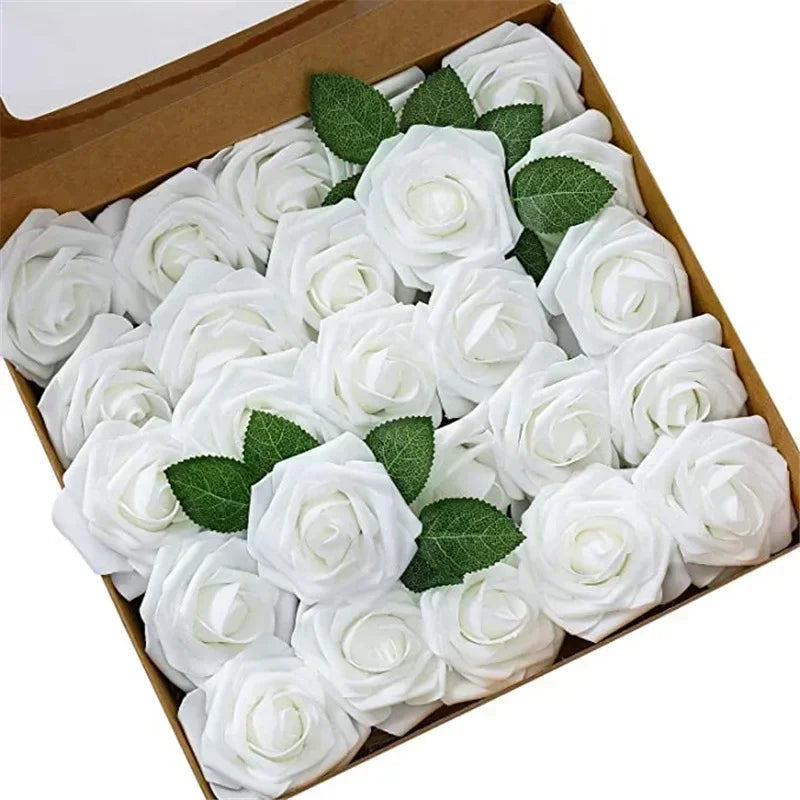 10/25/50Pcs Artificial Rose Flowers Foam Fake Flowers Roses for DIY Wedding Bouquets Party Home Decor Garden Decoration