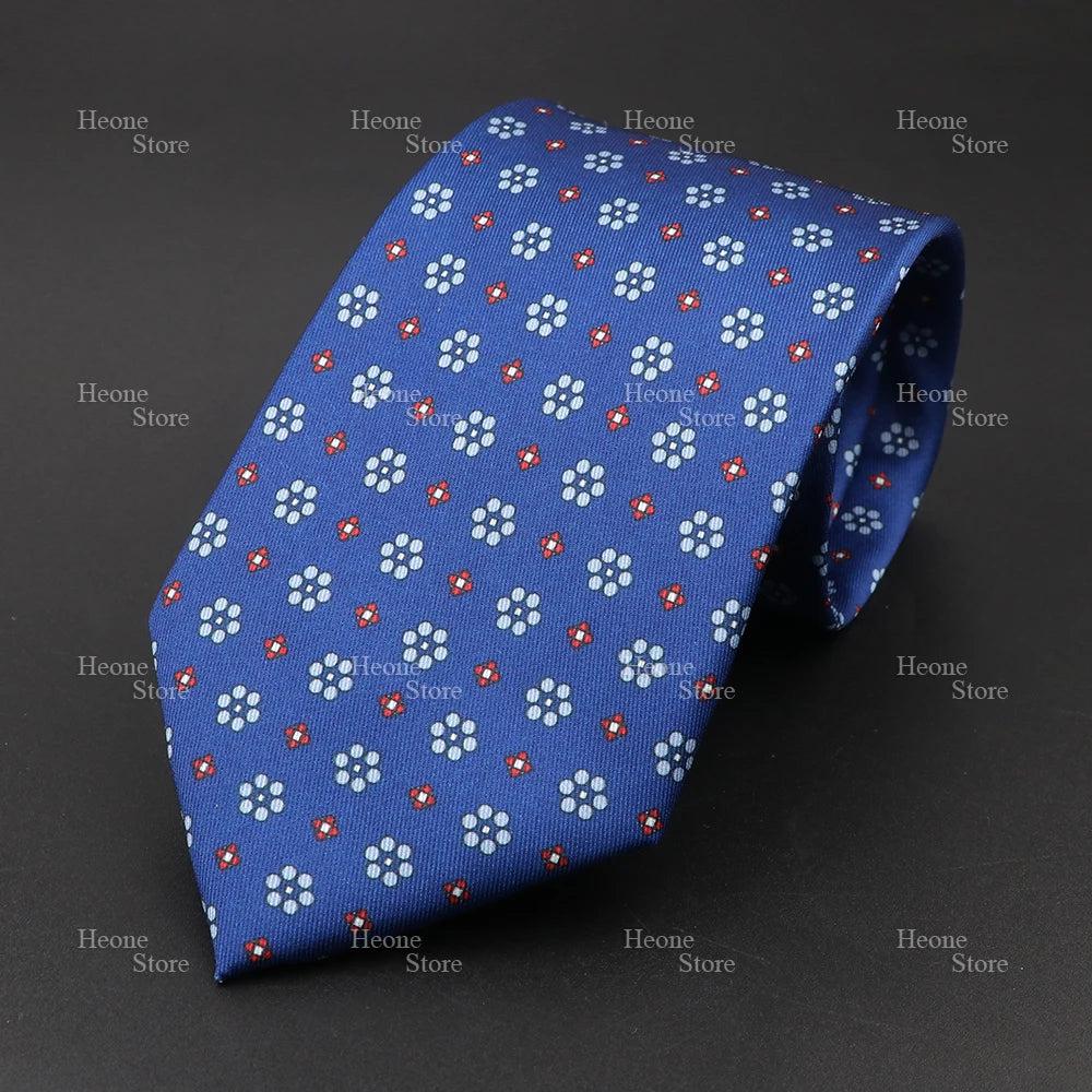 Super Soft Bohemian Silk Polyester Ties For Men Novelty Design Blue Light Color Wedding Office Business Gravata Printed Tie Gift