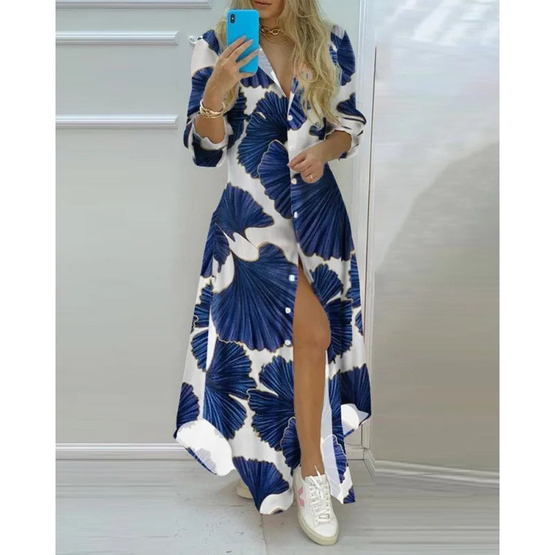 BohoChic: Printed Long Sleeve Casual Maxi Dress