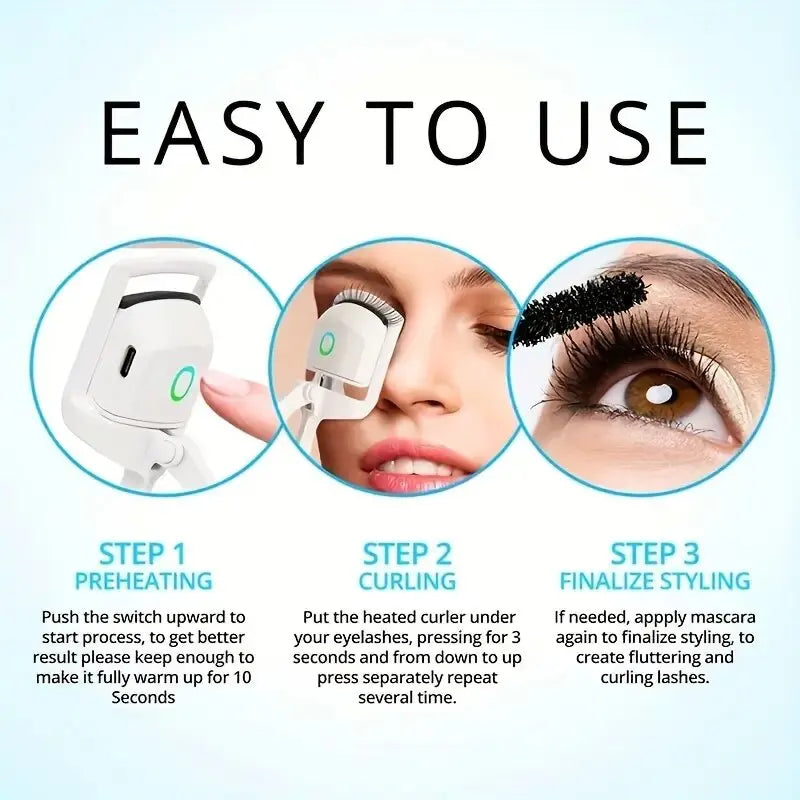 1 electric eyelash curler, eyelash curler curling device, long-lasting curling, portable for travel and makeup on the go - Surpriseshopper.com