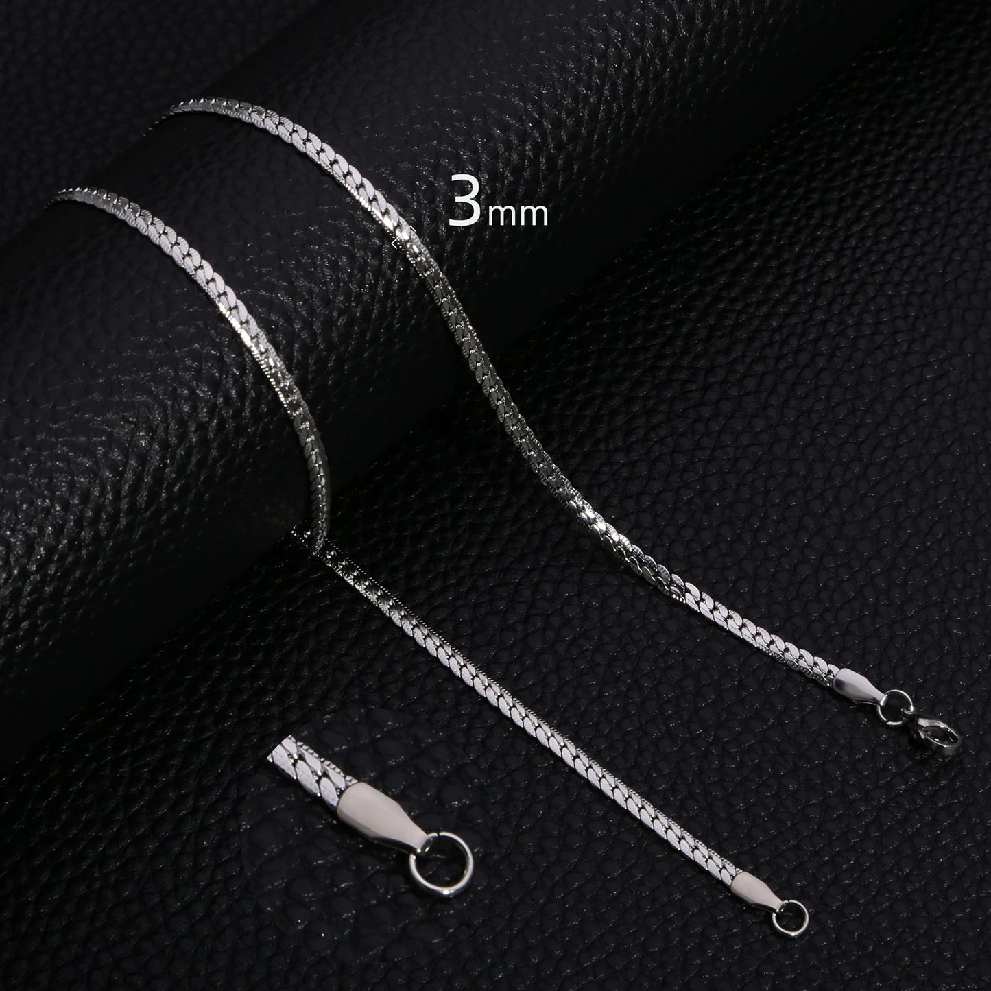 HIYEE Punk 3/4/5/6/7mm Embossed Flat Snake Chain Necklace Gold/Silver Colored Stainless Steel Chain Men Women Fashion Jewelry