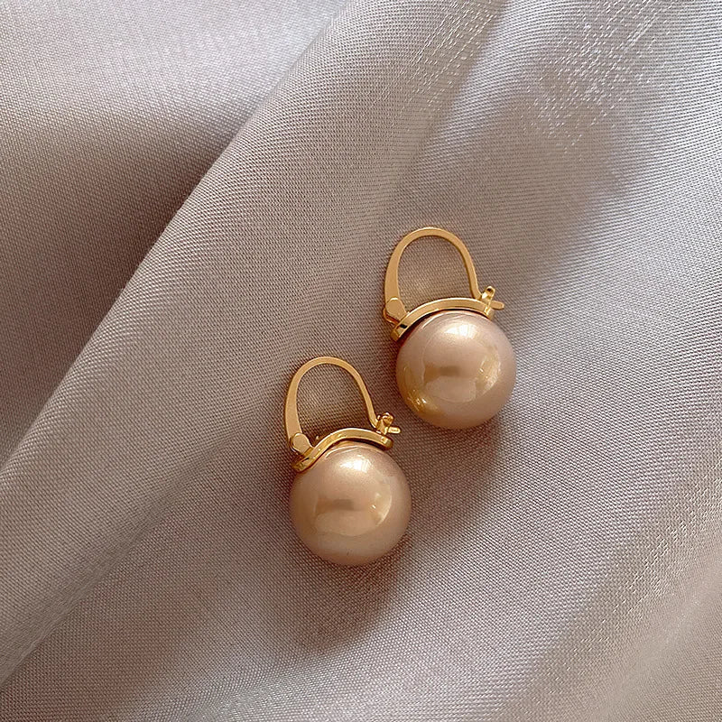 GoldenGlow: Minimalist Gold Pearl Tiny Hoop Earrings