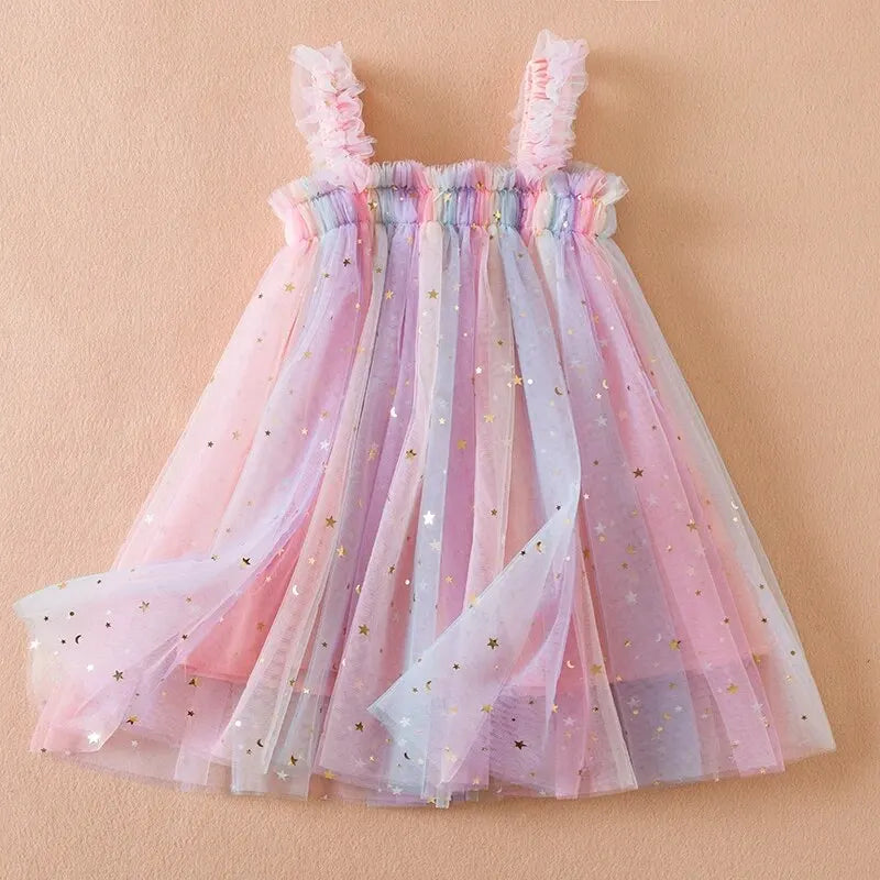 1-5 Years RainbowDancer: Toddler Sleeveless Rainbow Tulle Party Dress