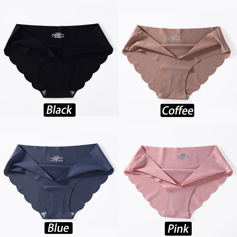 4PCS/Set Seamless Silk Briefs Sexy Panties For Women